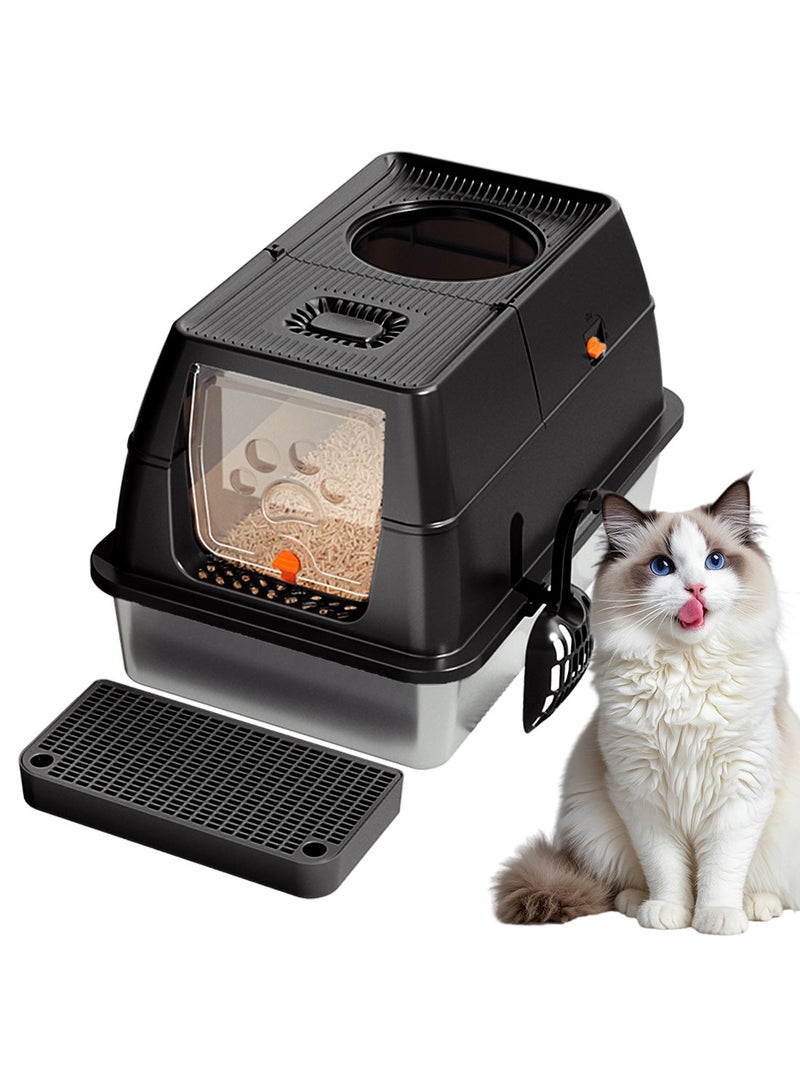 كيدل صندوق فضلات قطط مغلق بالكامل، مرحاض قطط مغطى بالكامل، سعة كبيرة - Image 1